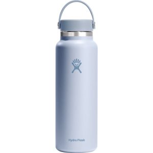 A eggshell colored steel water bottle with narrow mouth and eggshell colored cap.