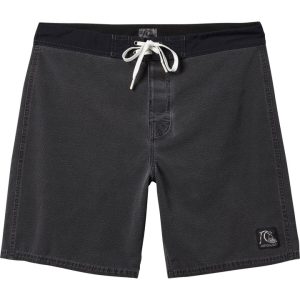A pair of black board shorts.